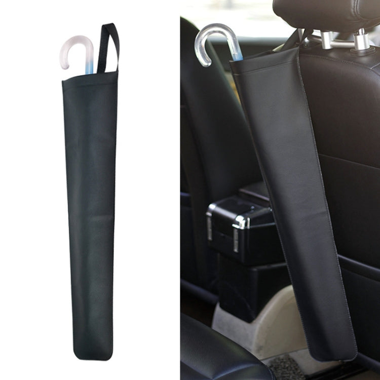 Black car umbrella storage bag with carry handle and hook loop
