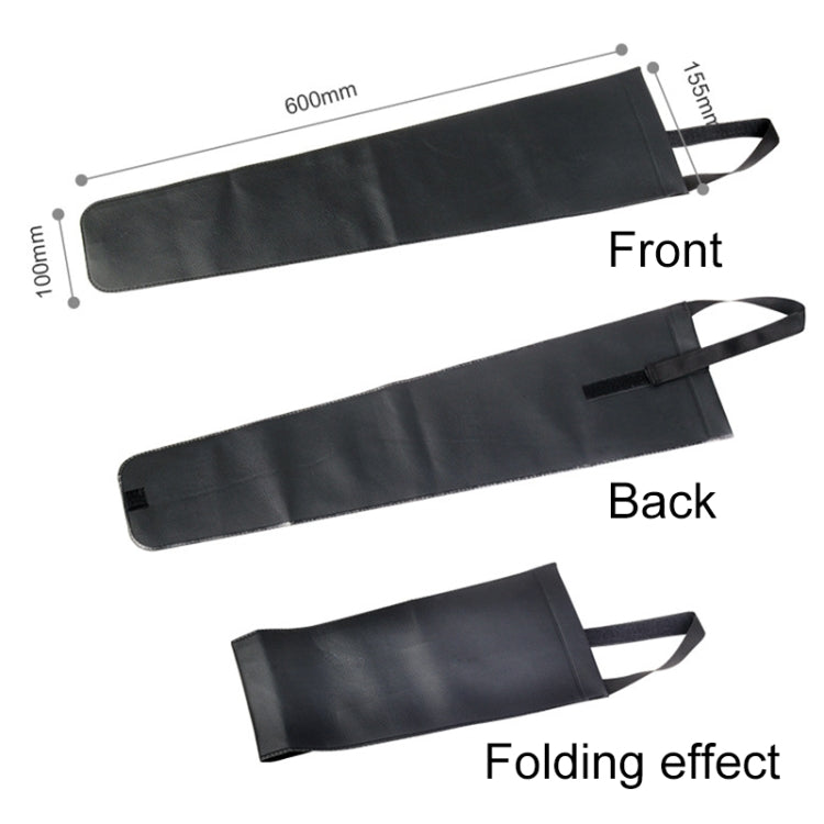 Black umbrella storage bag with front and back panels and folding effect