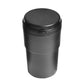 Black ashtray cup with round top lid and side seam, flame-retardant PBT