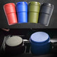 Multi-color car ashtray cups (red, blue, green, dark) with snap lids