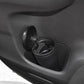 Black car ashtray cup in console opening with lid open and cigarette rest