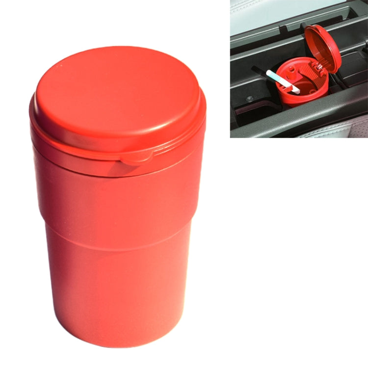 Red car ashtray cup with snap-on lid, flame-retardant PBT body