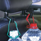 Black car seat hook organizer holding water bottles on seat-side hooks