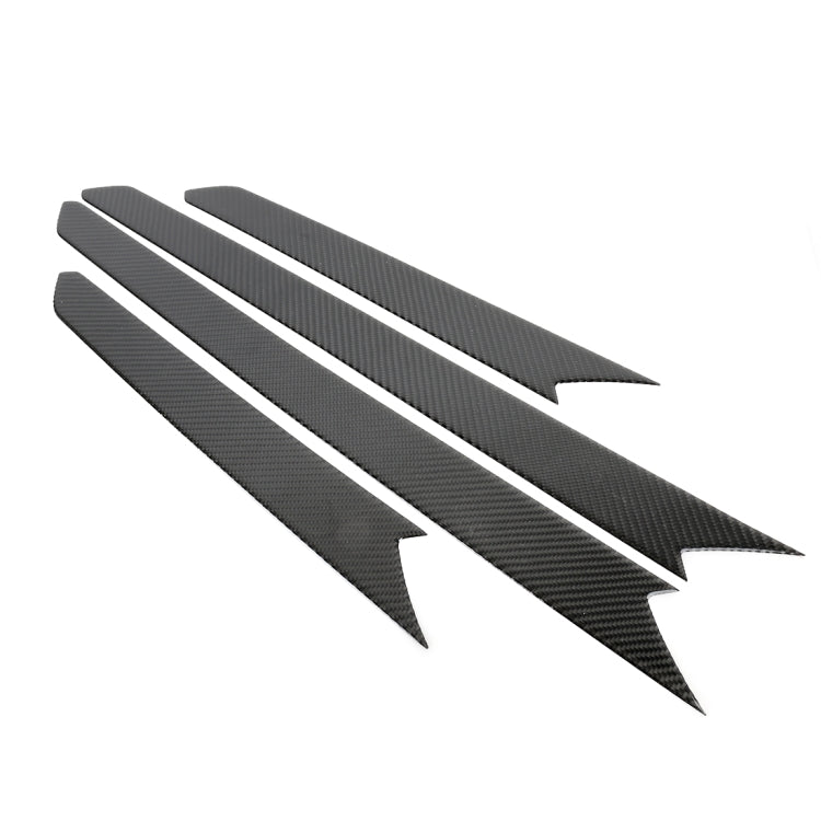 Carbon fiber door panel decal set, angled dark weave strips