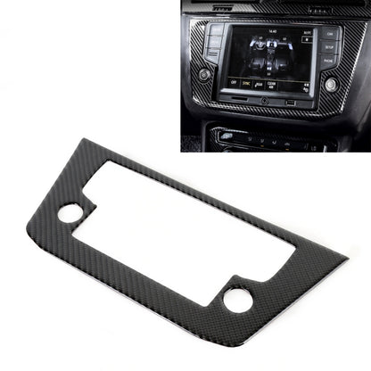 Black carbon fiber-look navigation frame sticker with rectangular opening and two round holes