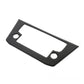 Carbon fiber-look trim plate with rectangular cutout and two round mounting holes