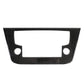 Black carbon fiber-look navigation surround with centered rectangular cutout and two side holes