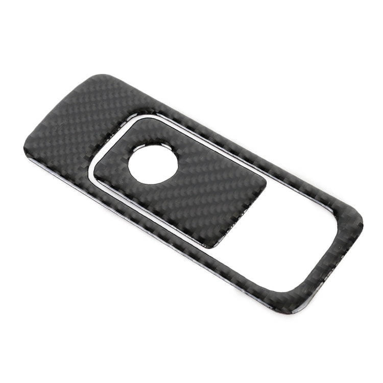 Carbon fiber front seat storage handle trim sticker, slim rectangular frame with round hole