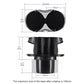 Car cup holder size diagram showing dual circular cup openings