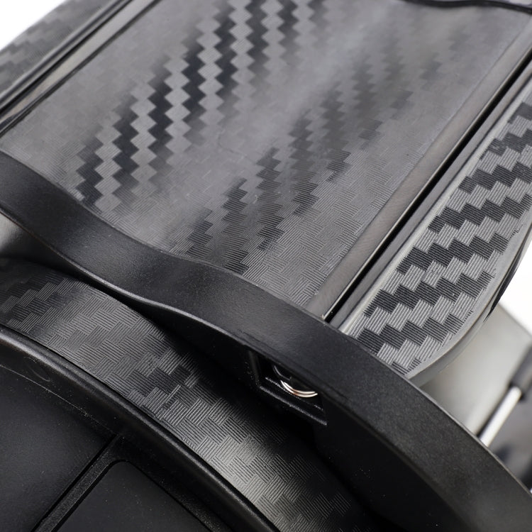 Close-up of carbon-fiber patterned car cup holder panel with slot opening