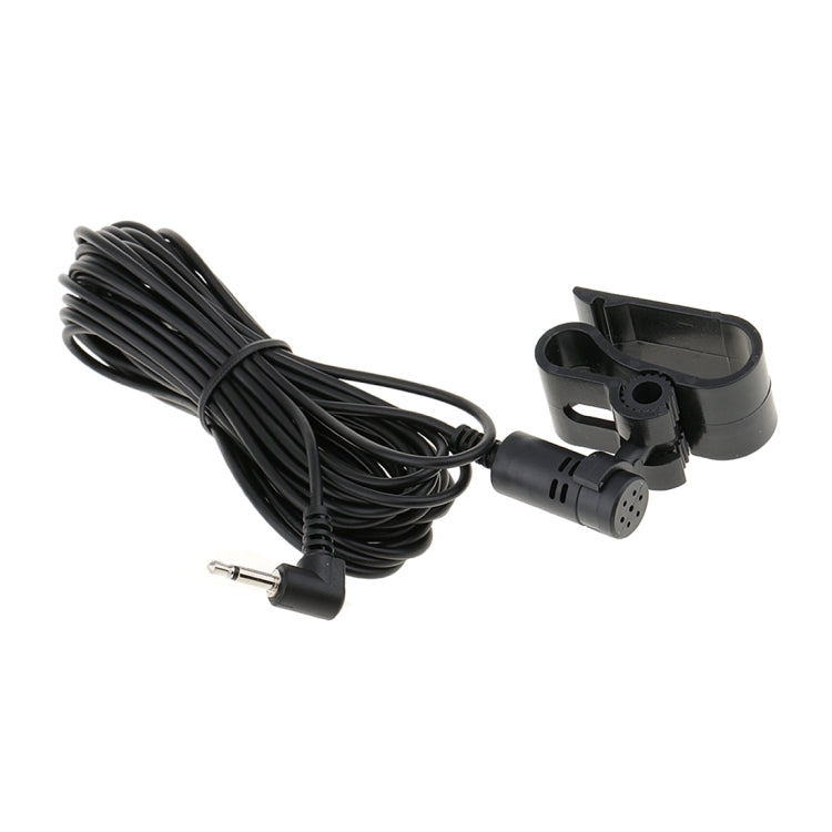 Car microphone cable with clip mount, long cord, and 3.5mm plug, black