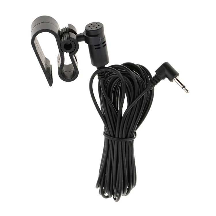 Car microphone kit with clamp holder and long cable with 3.5mm plug, black