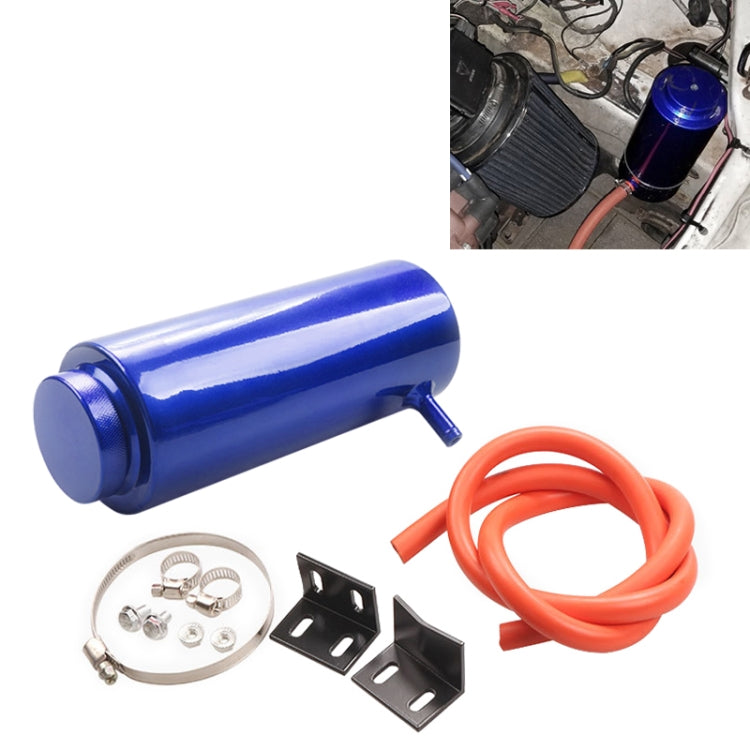 Blue aluminum cooling water tank bottle with orange hose and mounting hardware kit