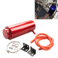 Red aluminum cooling water tank bottle with orange hose and mounting hardware kit