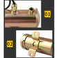 Electric fuel pump with mounting tabs and brass fittings, cylindrical metal housing