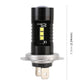 H7 LED fog light bulb, black cylindrical body with yellow LED module and silver base