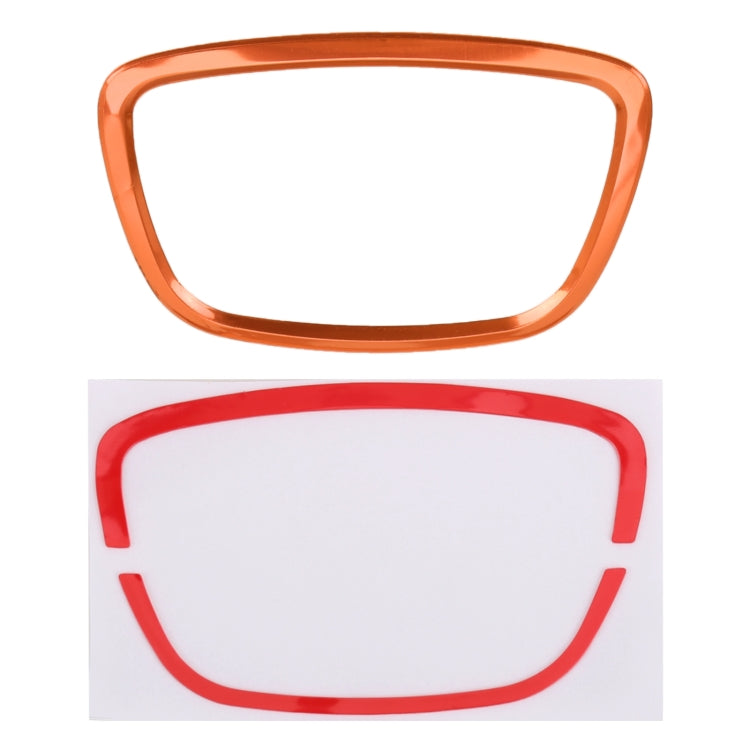 Orange steering wheel ring trim sticker with red template backing