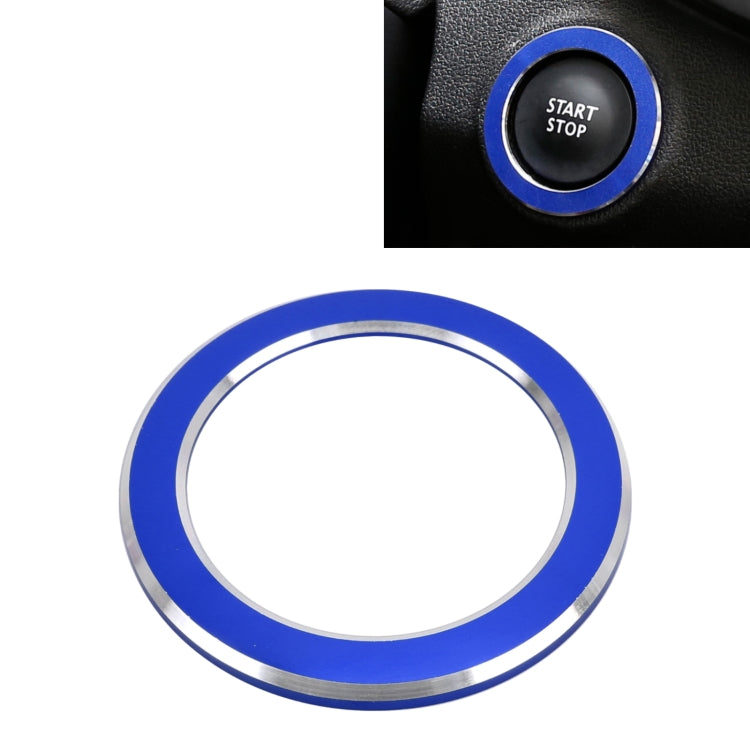 Blue metal ring for Renault start/stop button, chrome inner edge, round