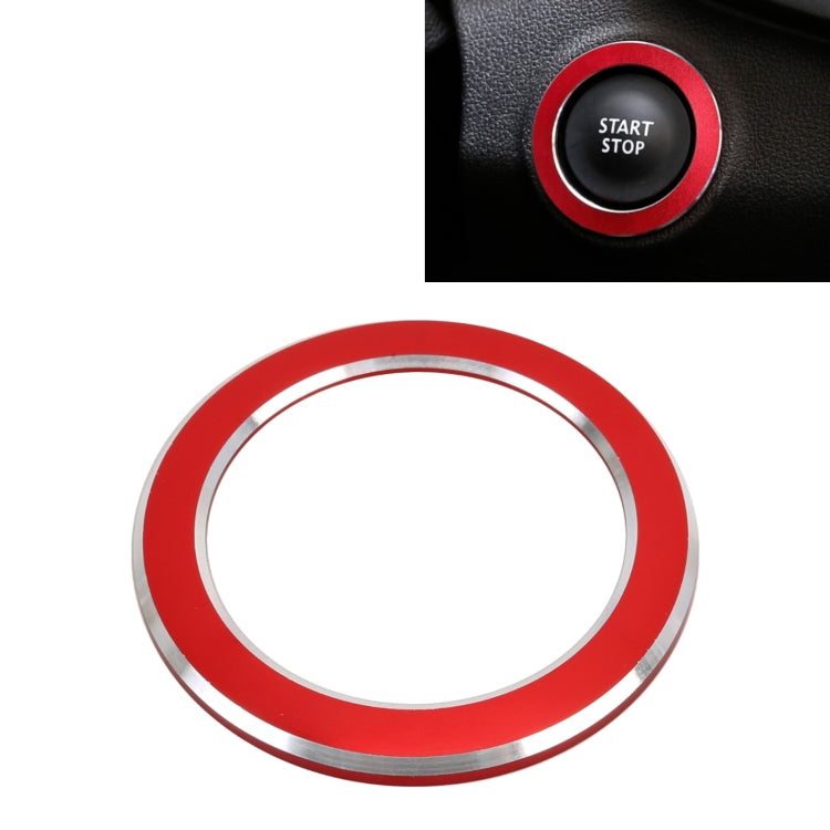 Red metal ring for Renault start/stop button, chrome inner edge, round