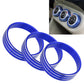 Car AC knob bezel ring set, blue metal trim rings with stacked stripes
