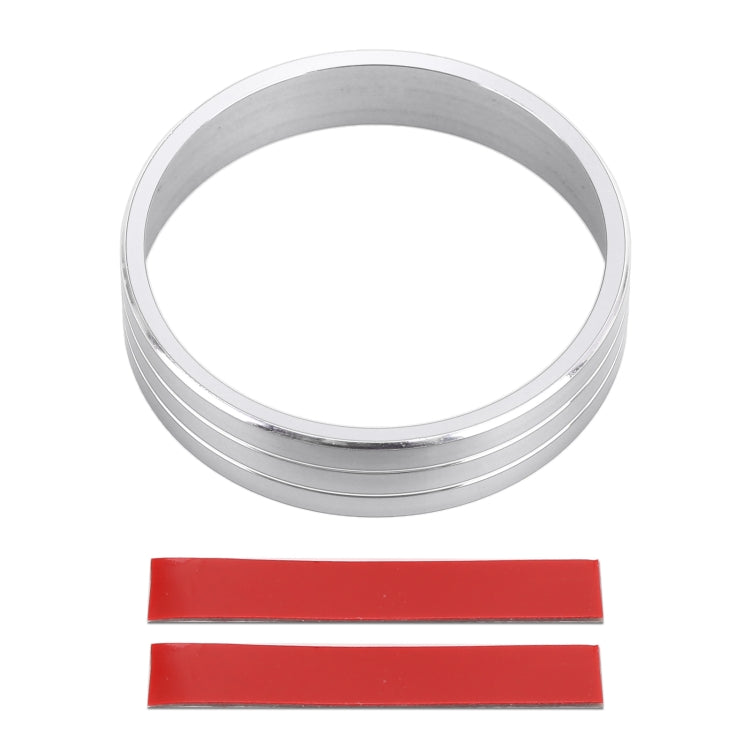 Car AC knob bezel rings, silver metal double-layer trim