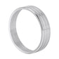 Car AC knob bezel ring, silver metal with stacked stripe details