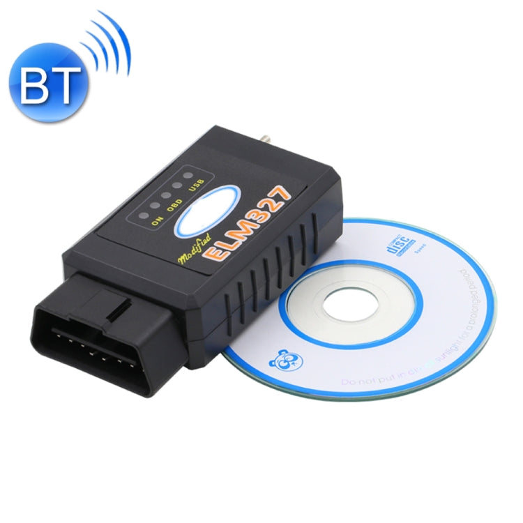 Bluetooth ELM327 V1.5 USB OBD2 scanner interface with OBD connector and CD