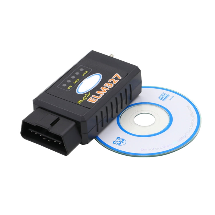 Bluetooth ELM327 V1.5 USB OBD2 scanner interface with OBD connector and driver CD
