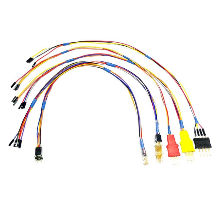 Probe adapter cable harness with multiple colored leads and pin connectors