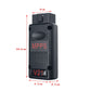 V21 OBD2 diagnostic interface with measurement diagram showing size dimensions