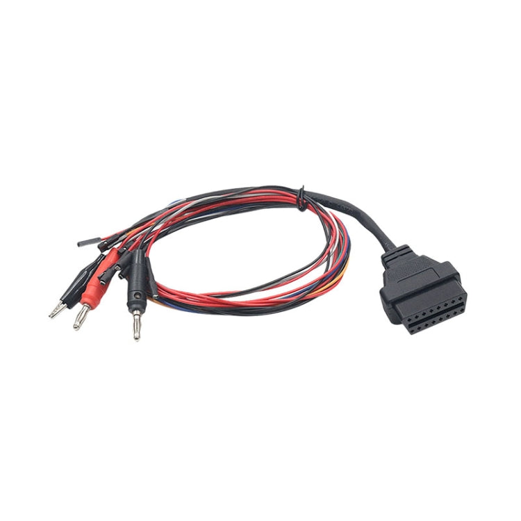 OBD2 diagnostic cable set with multi-pin plug and red/black wire leads