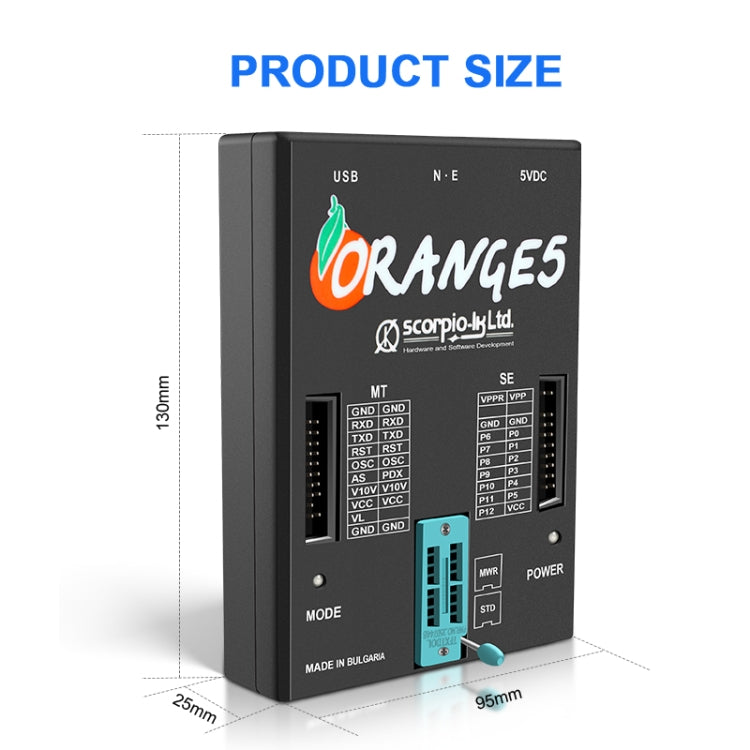 Front view programming interface module with port panels and size dimensions shown