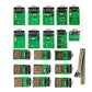 UPA V1.3 adapter boards set: multiple green PCBs with chip sockets and USB ports