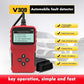 Red OBD2 automobile fault detector with LCD screen and connected OBD cable