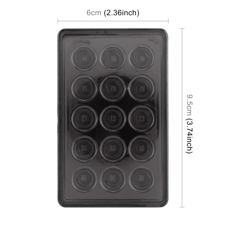 Square LED car light lens showing 15 circular LED positions, tinted gray