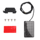 Square LED car light kit with wiring harness, mount bracket, screws, and red lens