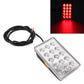 Square LED car light with 15 LEDs, clear lens, black housing, and wire leads