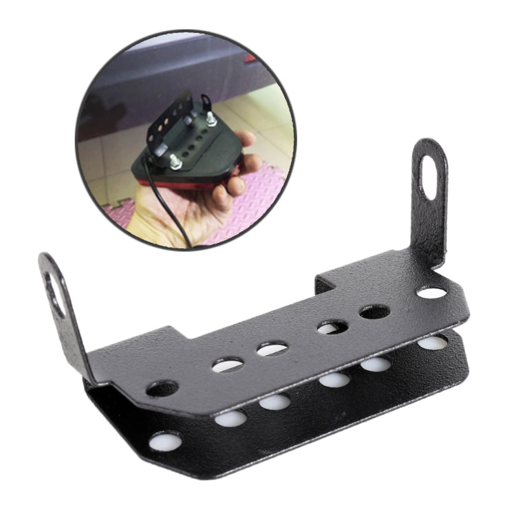 Black metal L-shaped car light bracket with multiple mounting holes
