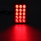 Square LED car light with red glow, 15 SMD bulbs visible