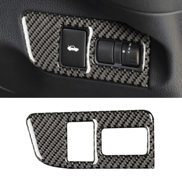 Carbon fiber trunk switch decorative sticker with key icon and toggle cutouts