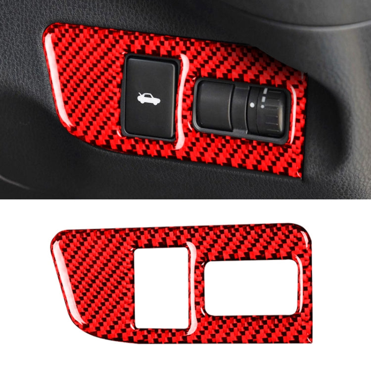 Red carbon fiber trunk switch decorative sticker with key icon and toggle cutouts