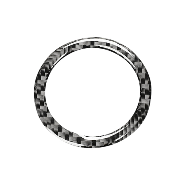 Carbon fiber button ring sticker, black weave pattern, round trim ring