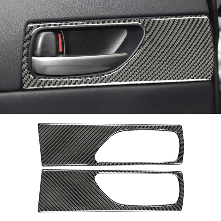 Rear door handle decorative sticker, carbon fiber look trim with red accent stripe