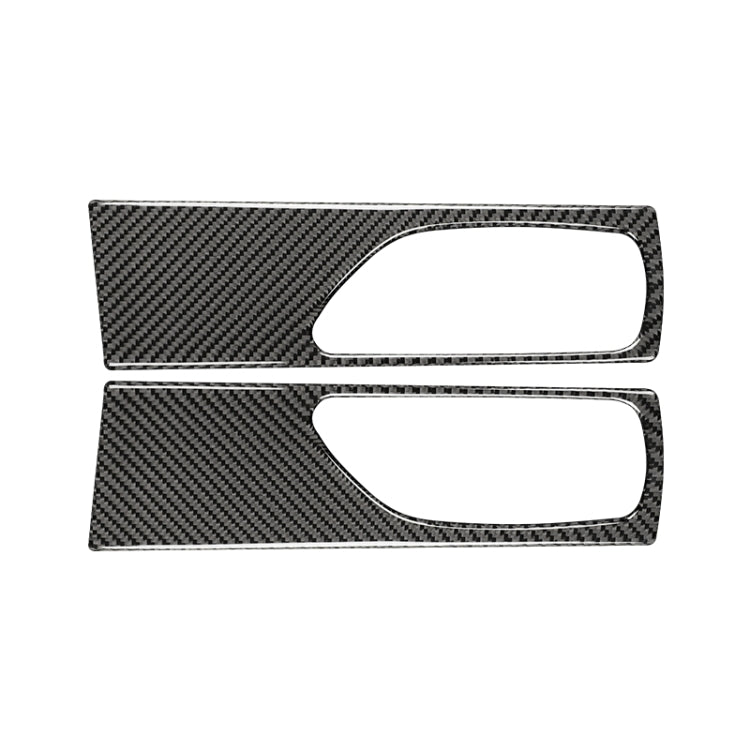 Carbon fiber pattern rear door handle trim sticker pair with two oval cutouts