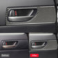 Rear door handle trim decorative sticker in carbon fiber pattern, applied on door