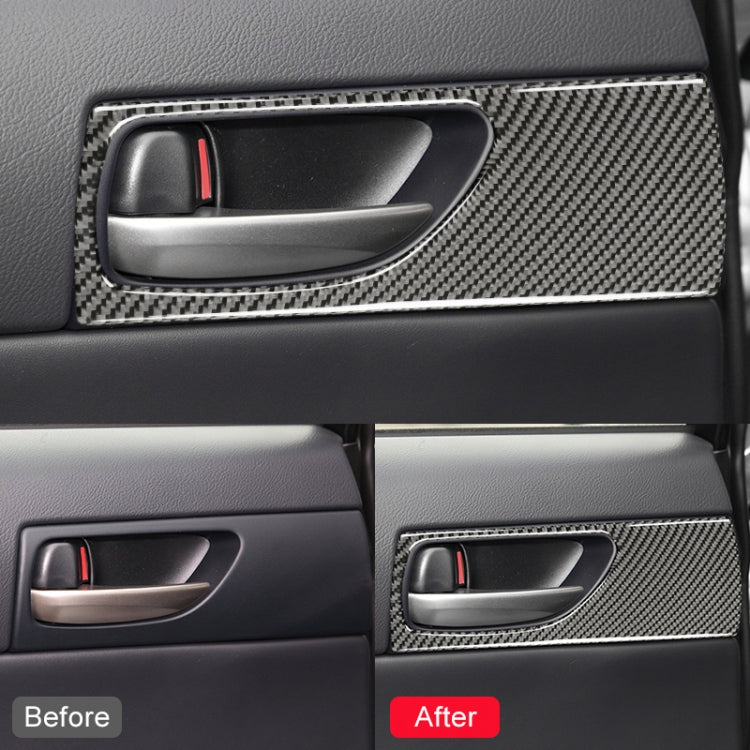 Rear door handle trim decorative sticker in carbon fiber pattern, applied on door