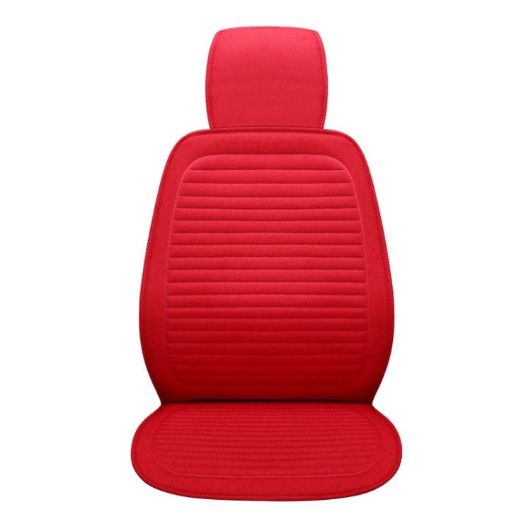 Red front seat cushion with padded backrest and seat, ribbed texture