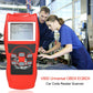 Red OBD2 car code reader scanner with lit display and keypad controls