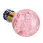 Pink acrylic gear shift knob with bubble texture and rainbow metal adapter sleeve.