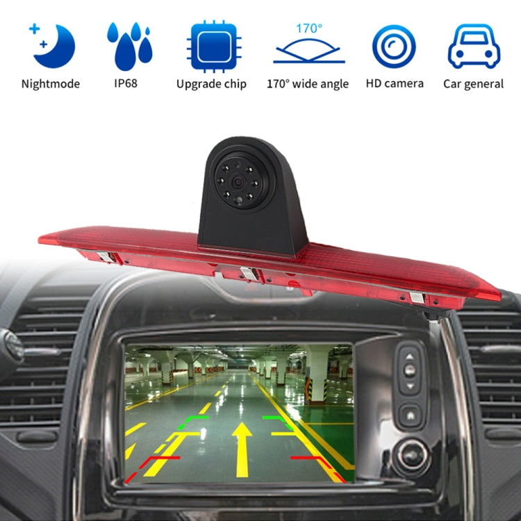 Car brake light view camera with black lens module and red housing, HD display screen